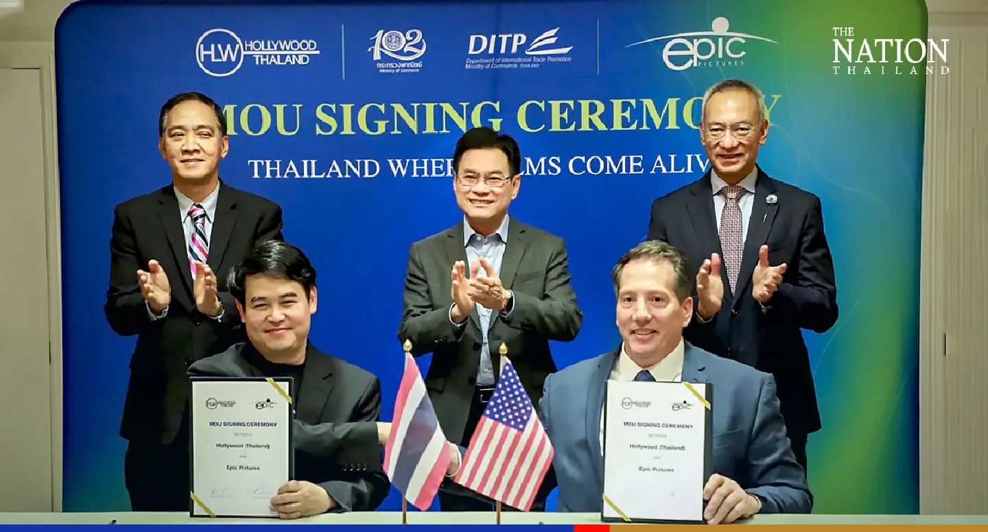 Jurin visits Thai owner of mega importer in LA, promotes Thai films at AFM event