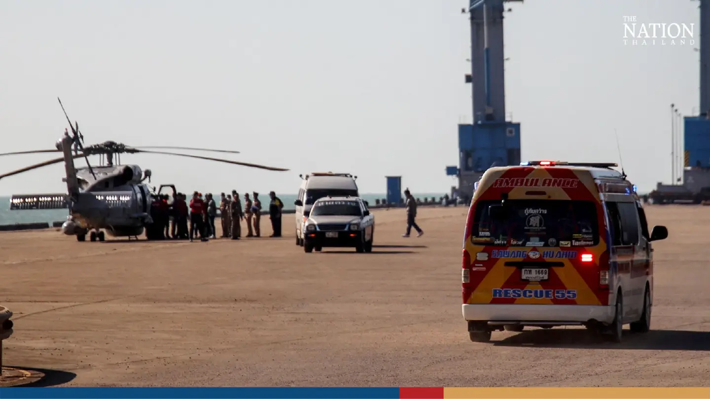 Bodies of six Thai sailors brought ashore after warship sinks in storm | The Nation