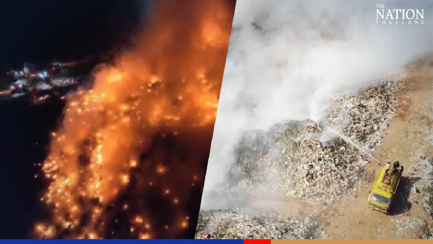 Locals suffer from toxic fumes as fire continues raging at Nakhon Phanom landfill site Locals suffer from toxic fumes as fire continues raging at Nakhon Phanom landfill site