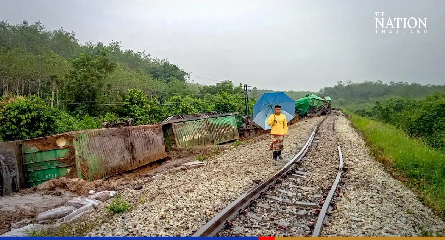 Freight train to Malaysia derails in Songkhla, investigation underway