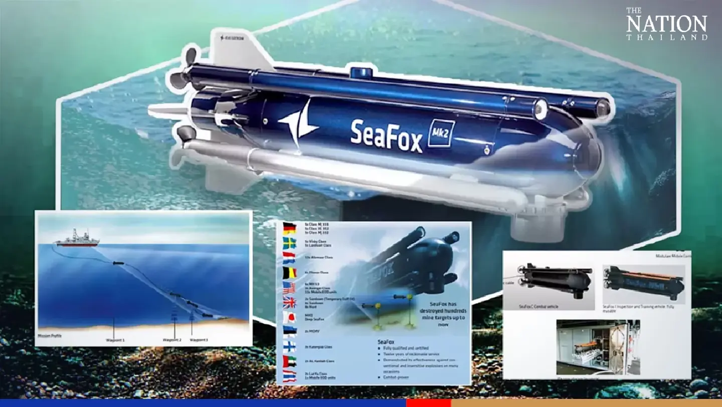 Navy sends Seafox drone to capture video of HTMS Sukhothai on seabed Navy sends Seafox drone to capture video of HTMS Sukhothai on seabed