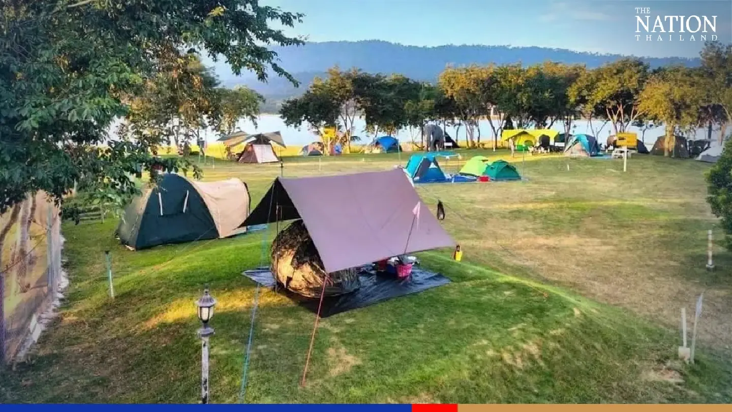Free camping site available at scenic spot overlooking Korat reservoir