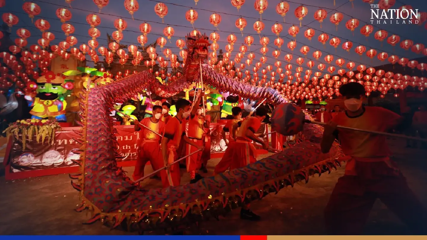 Dancing dragons, bright lights greet the Rabbit in Samut Prakan Dancing dragons, bright lights greet the Rabbit in Samut Prakan