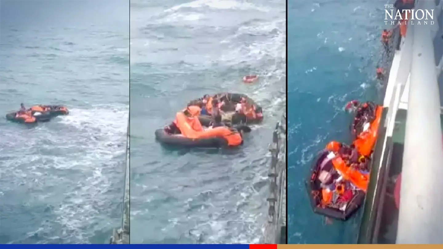 Tugboat capsizes in choppy Gulf of Thailand, all crew members rescued