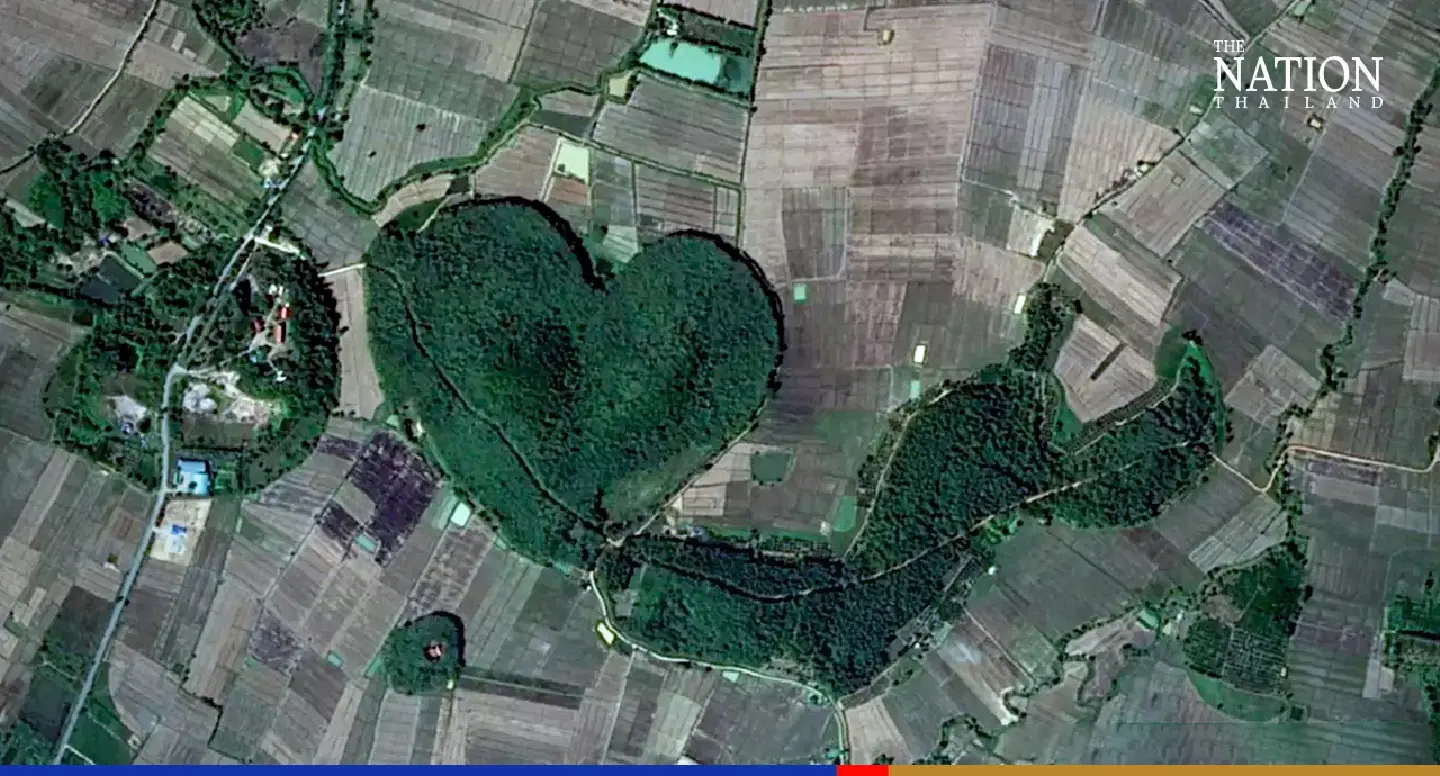 Satellite spots heart-shaped forest in Chiang Rai for Valentine's
