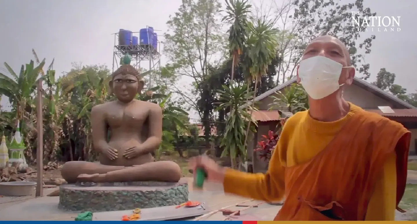 Potbellied, brown Buddha promises devotees good fortune in Udon Thani
