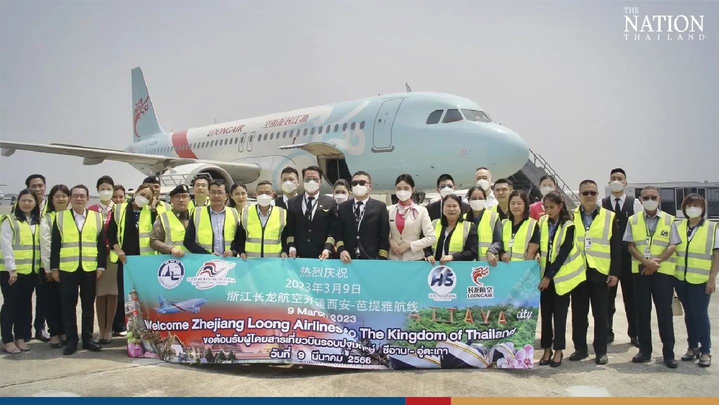 Rayong cheers as Chinese tourists return on first Loong Air flight to U-Tapao