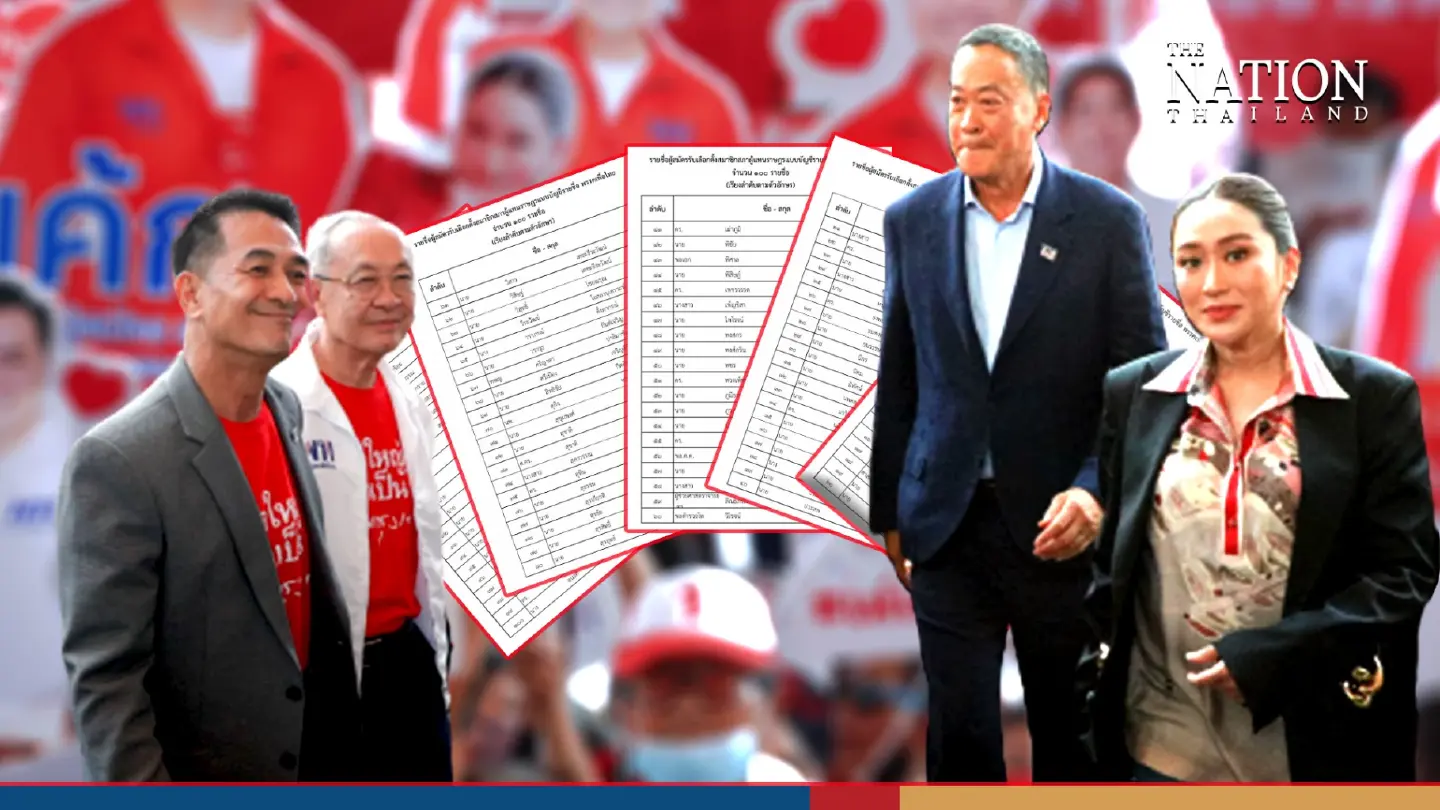 Pheu Thai names its contenders for 100 party-list MP seats Pheu Thai names its contenders for 100 party-list MP seats