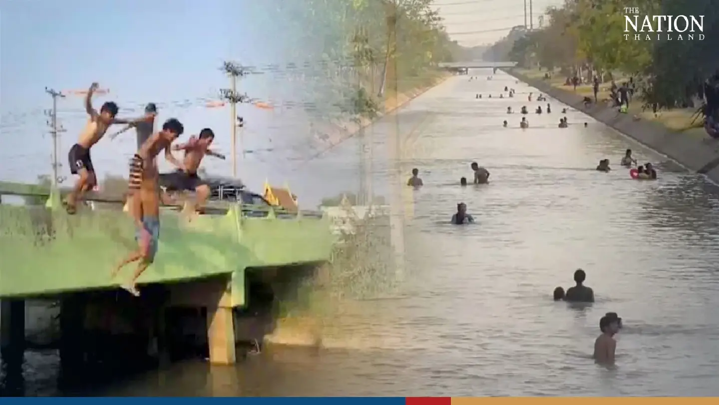 Ang Thong’s irrigation canal a hotspot as locals escape heat
