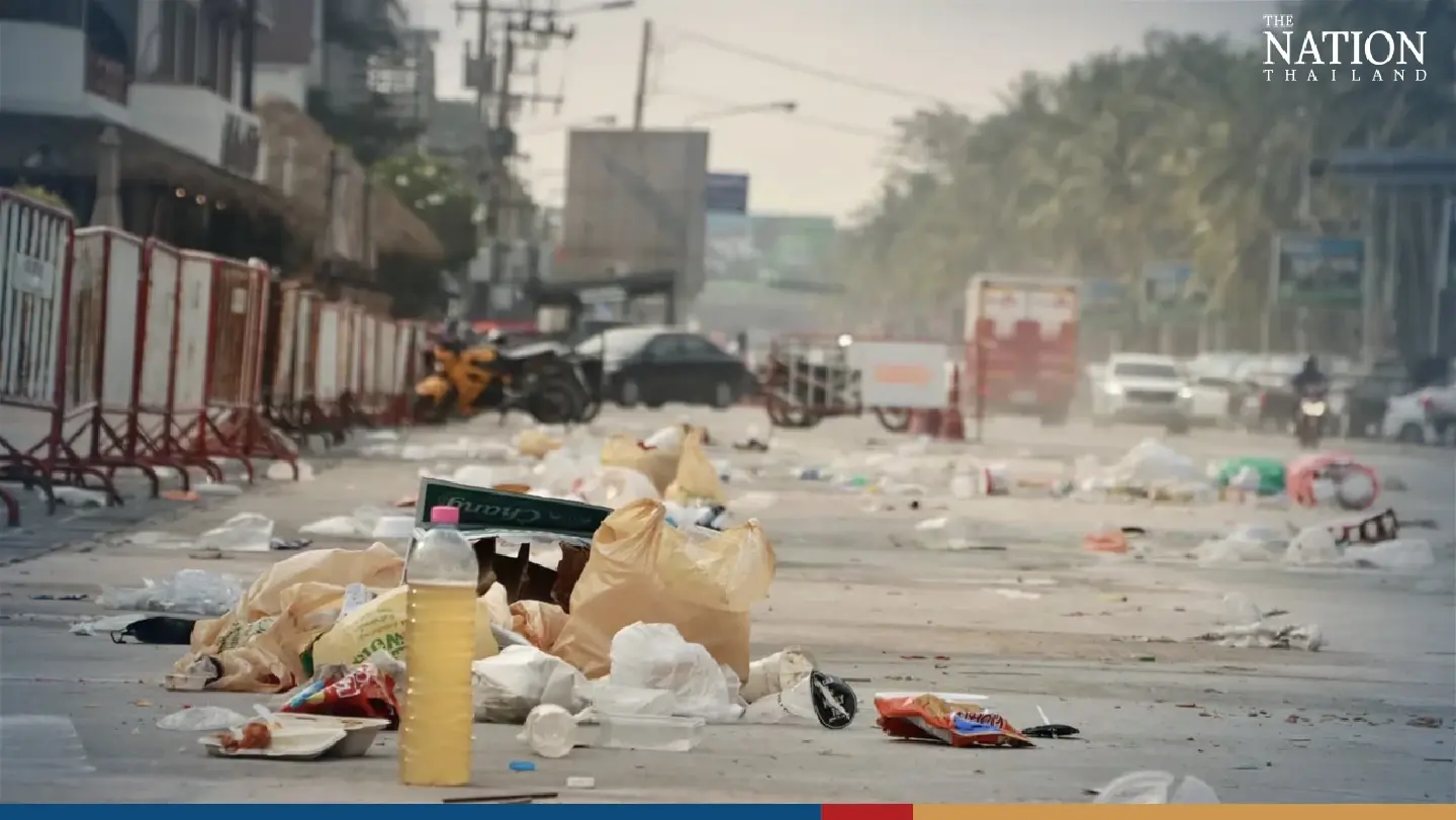 Chonburi’s Bang Saen Beach groans under piles of post-Songkran garbage