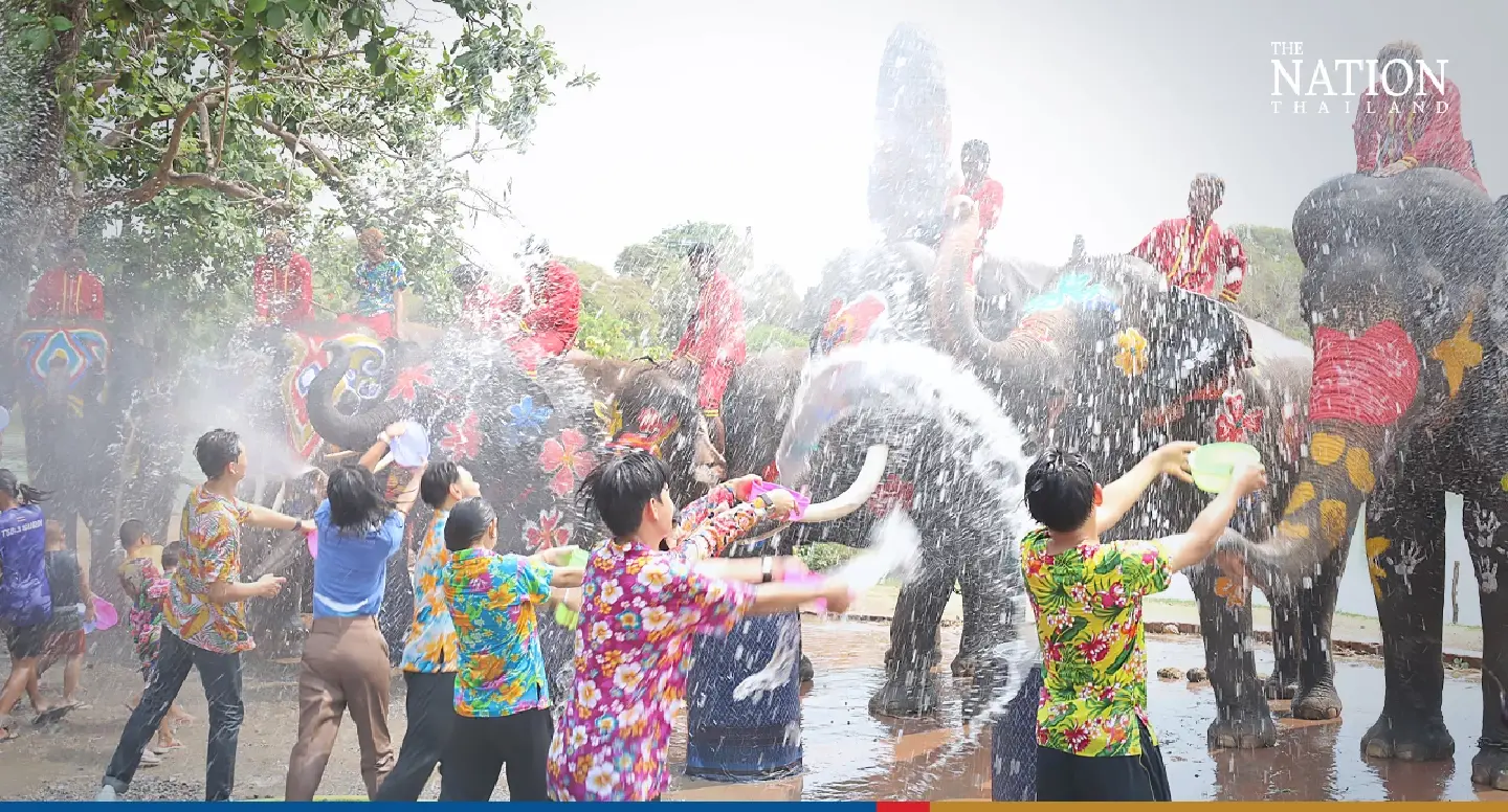 Songkran is here: Ayutthaya trumpets message with colourful march of elephants
