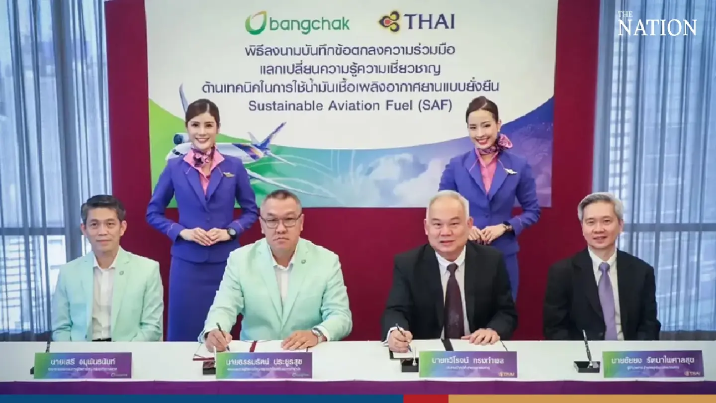 THAI and Bangchak to cooperate on sustainable aviation fuel use