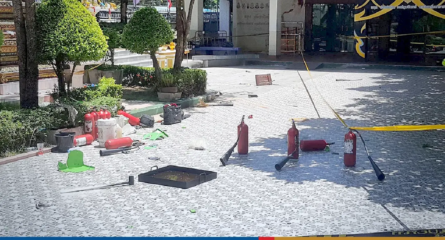 Three safety officers charged over fire extinguisher blast at Bangkok school Three safety officers charged over fire extinguisher blast at Bangkok school