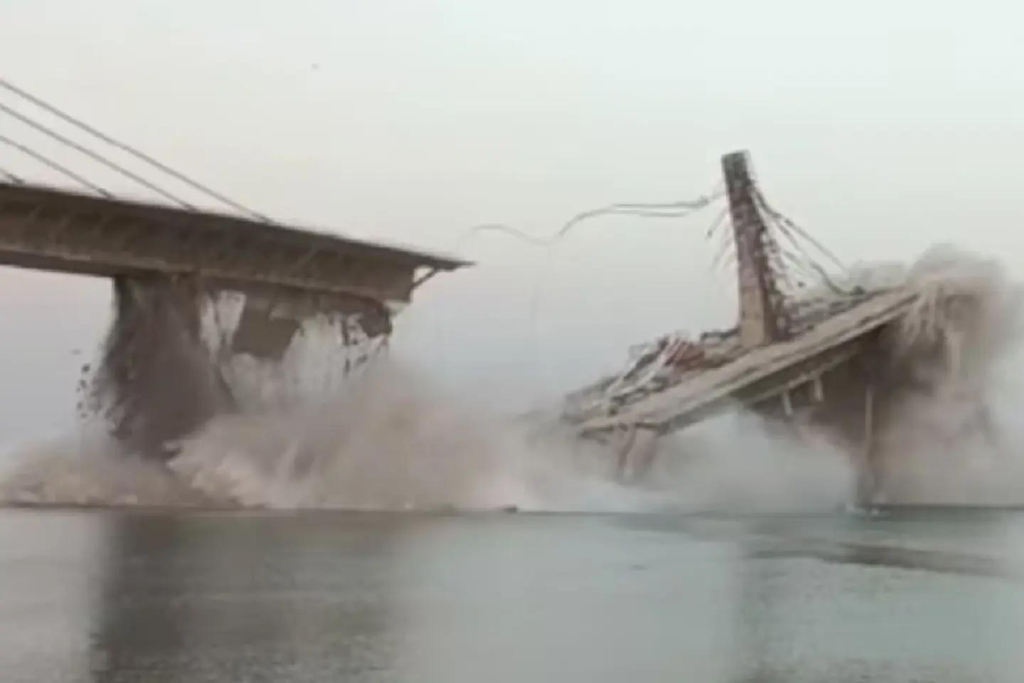 Under construction four lane bridge collapses in India