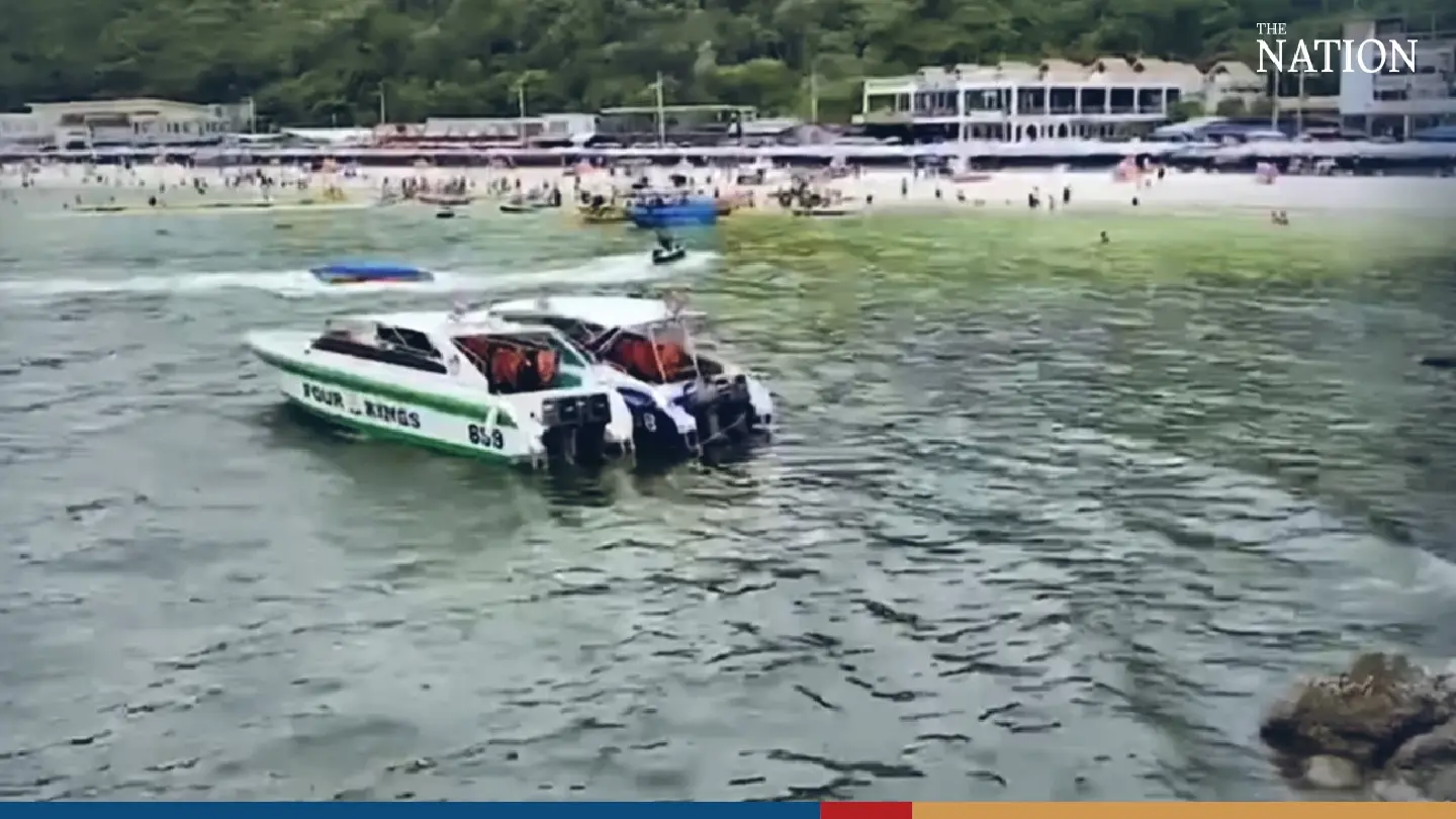 Plankton bloom transforms sea around Koh Larn into neon green