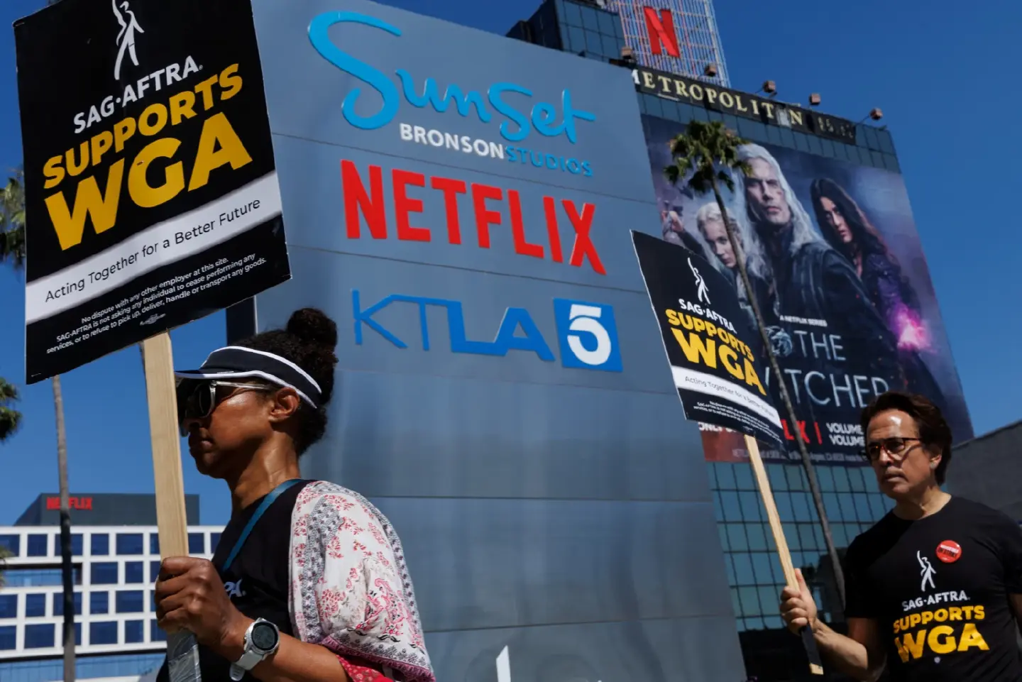 Hollywood actors poised to strike, join writers on picket lines