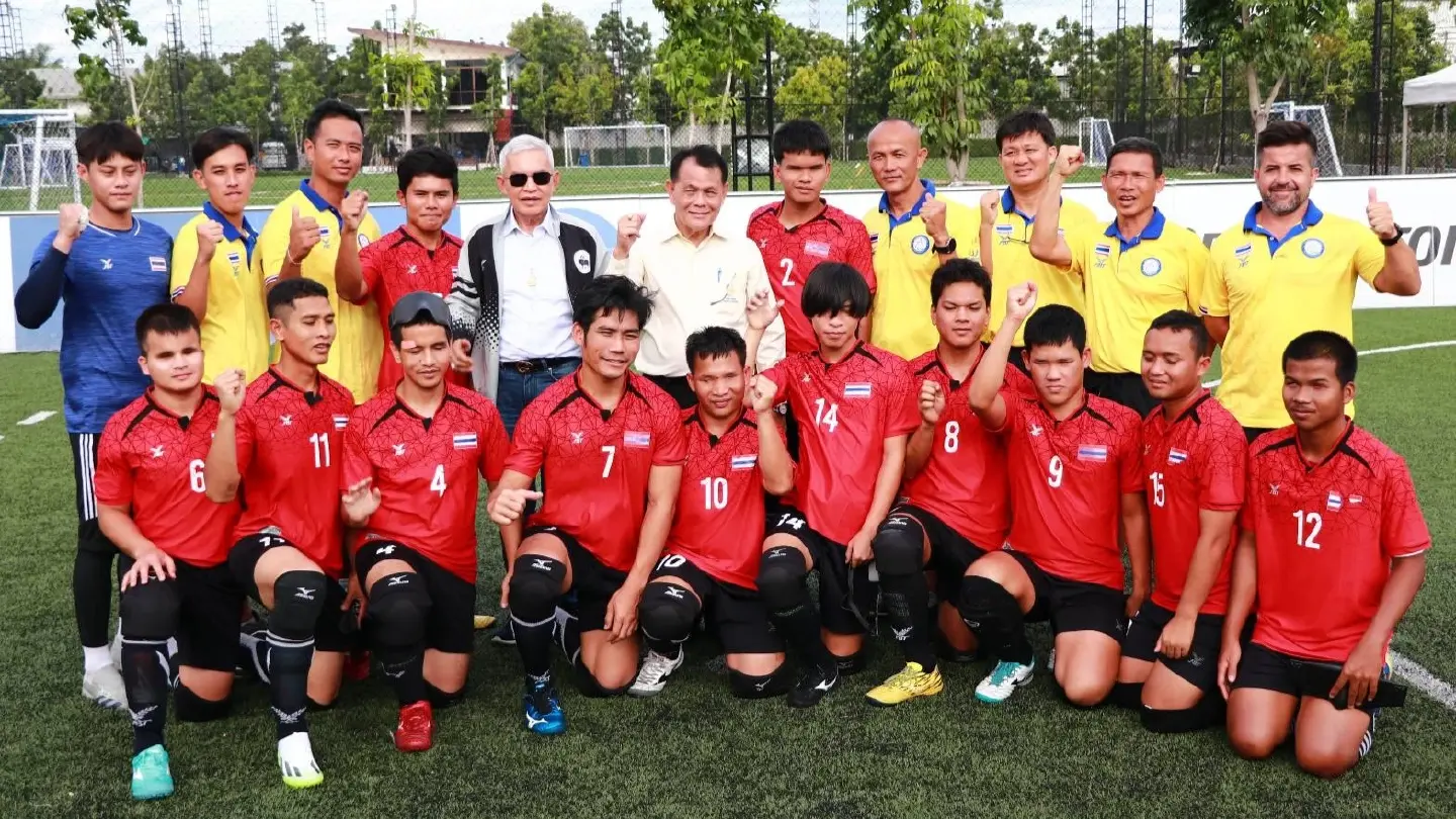 Thai national blind football team for the blind prepares for the World Championship in August. Thai national blind football team for the blind prepares for the World Championship in August.