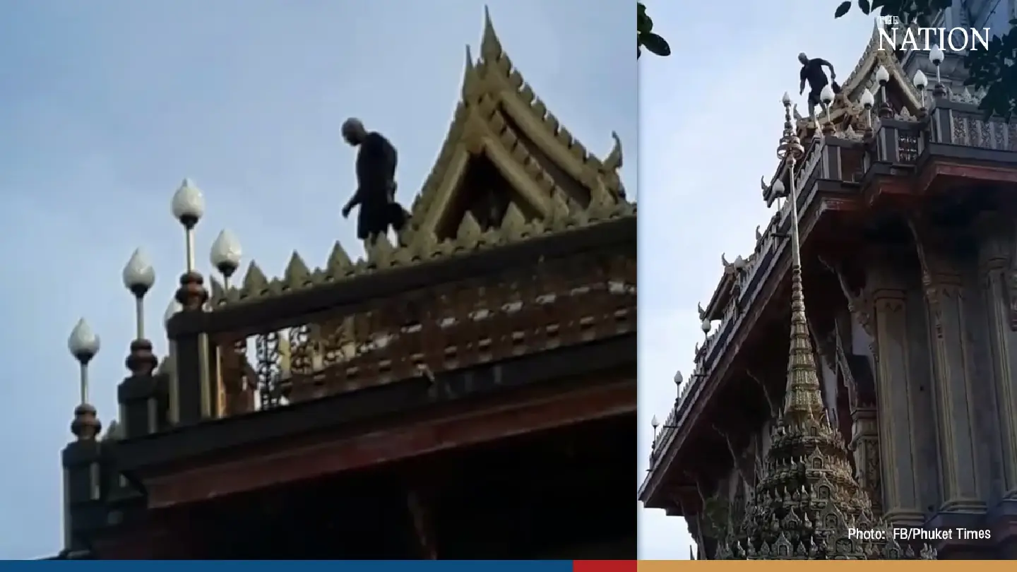 Russian tourist hospitalised after falling from roof of Phuket temple Russian tourist hospitalised after falling from roof of Phuket temple