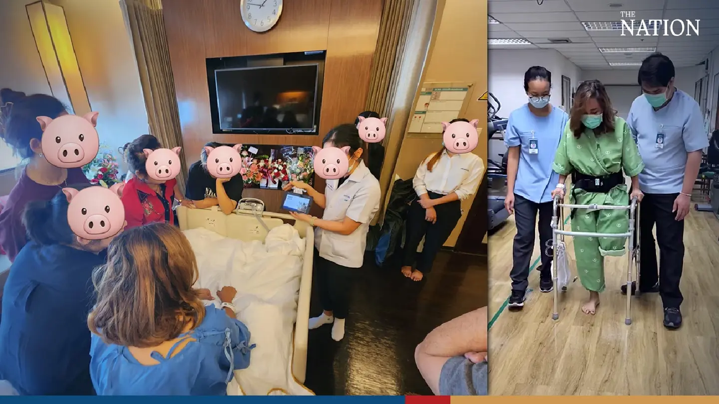 Prosthetic considered as Don Mueang travelator victim undergoes physical therapy