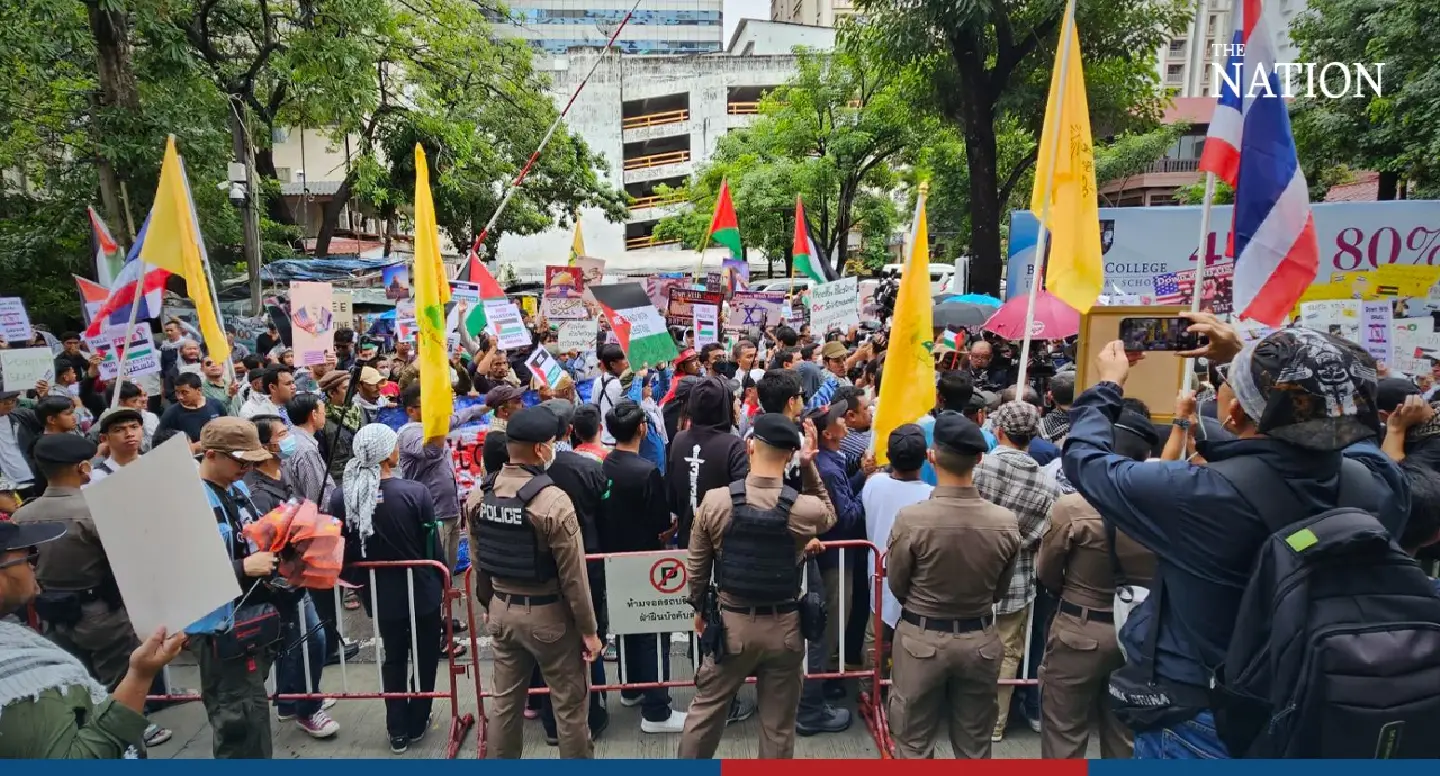 Thai Muslims rally outside Israeli embassy, call for peace in Middle East