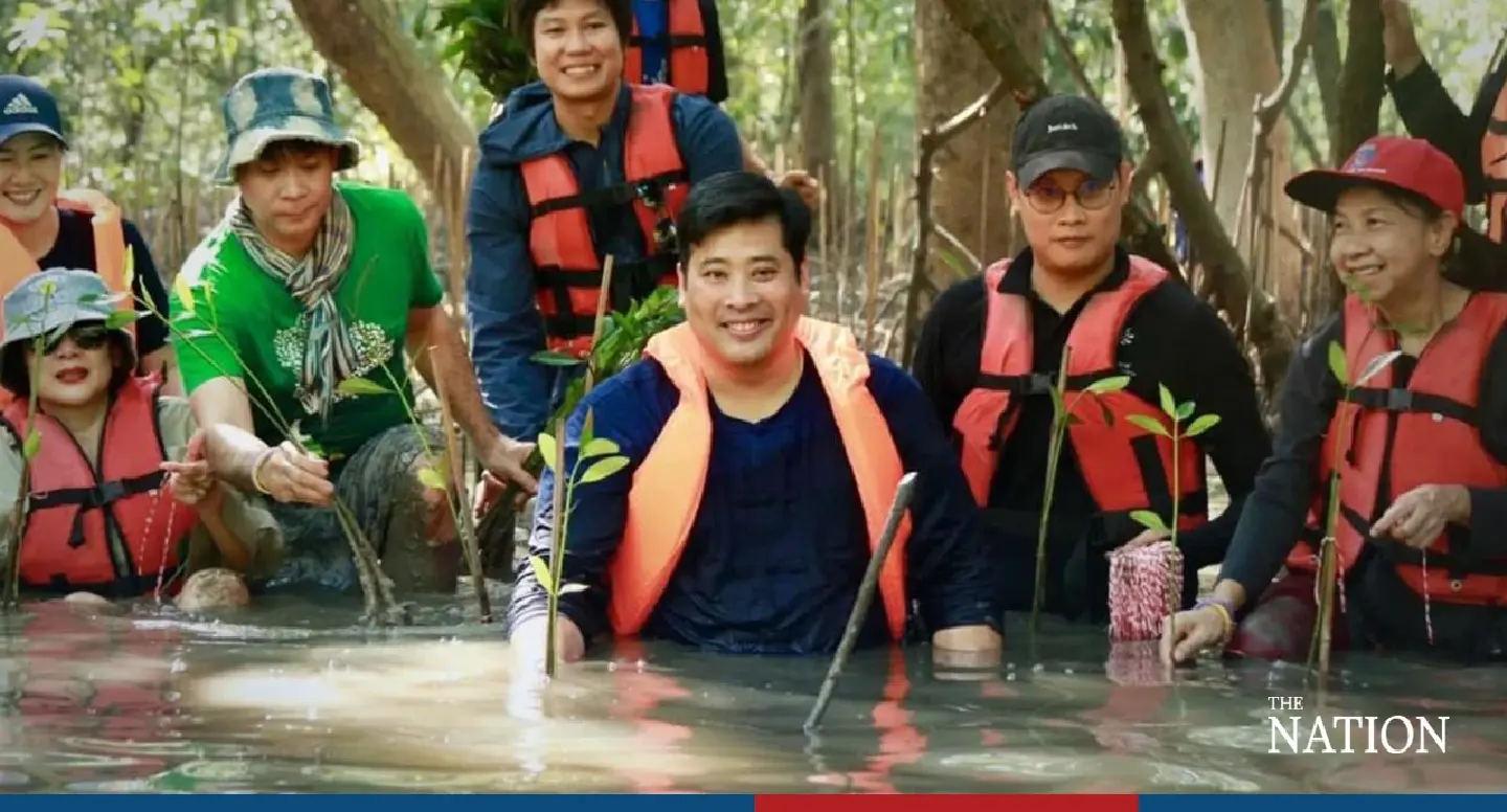 King’s son plants trees at mangrove reforestation project