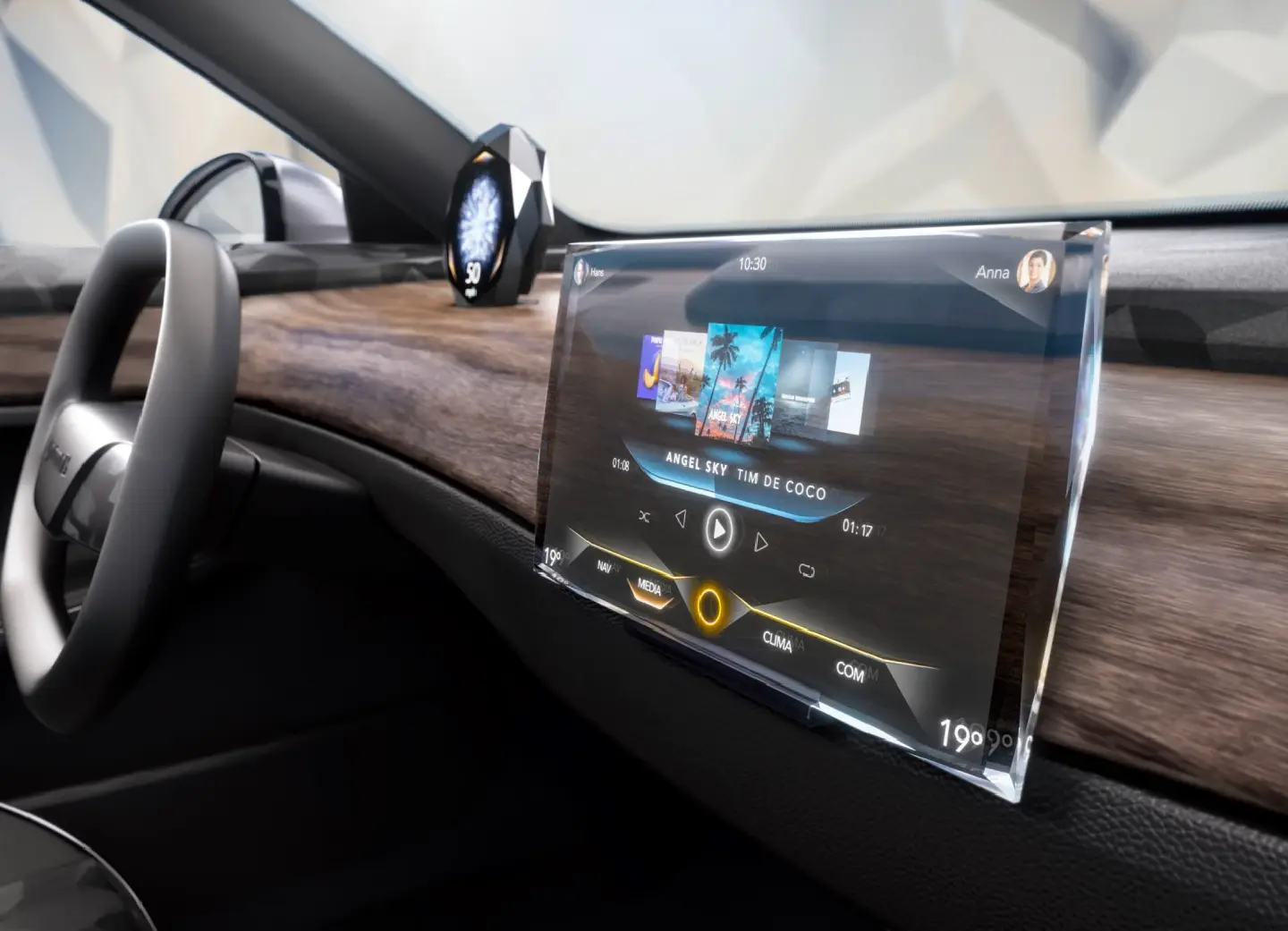 World’s first automotive display embedded in Transparent Swarovski Crystal
