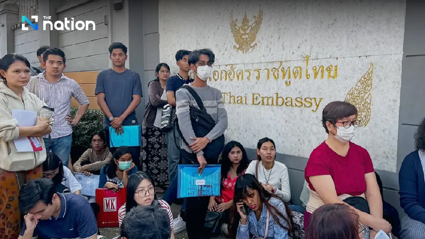 Long queues outside Thai Yangon embassy as youth try to escape conscription