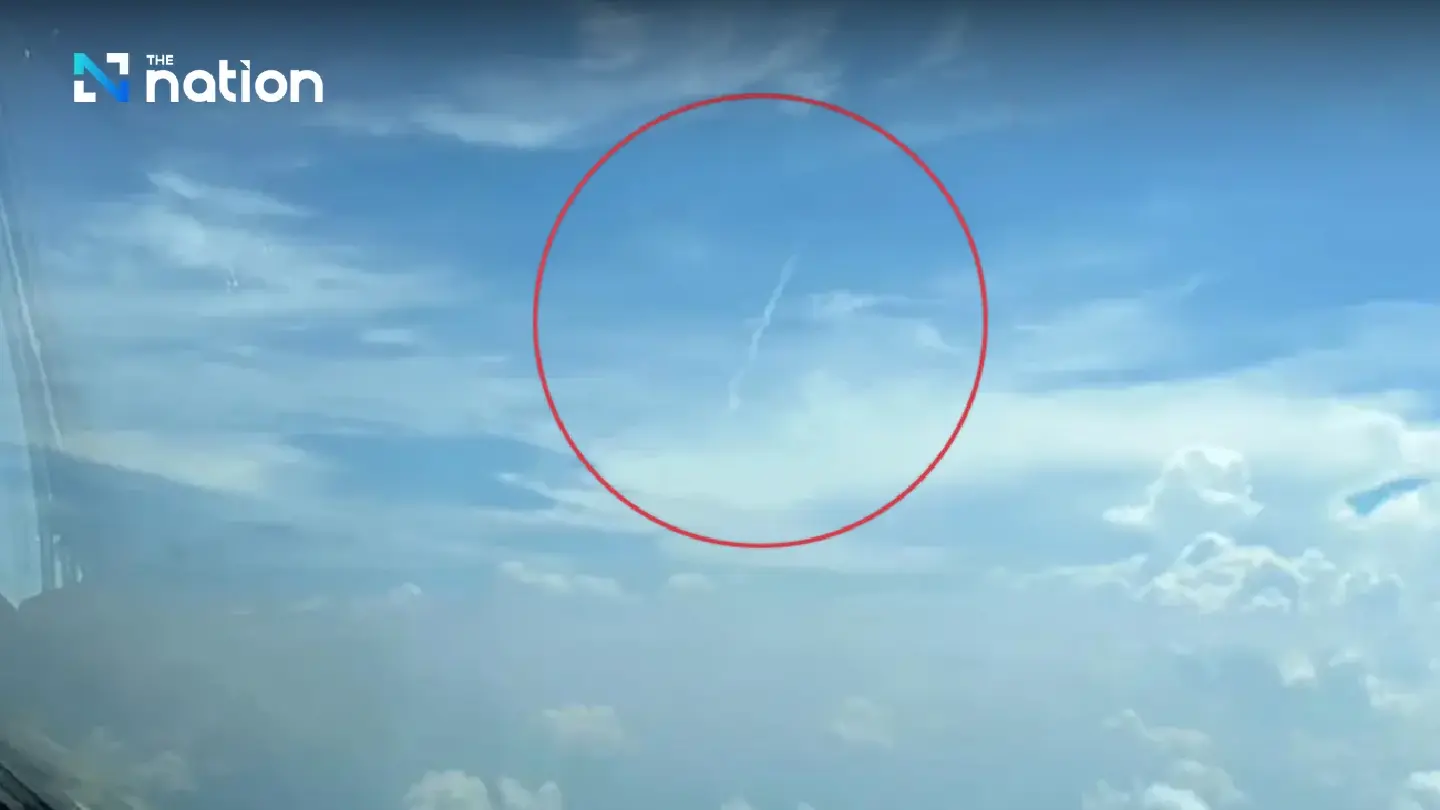 Bang Fai rocket explodes near flying aircraft in Ubon Ratchathani