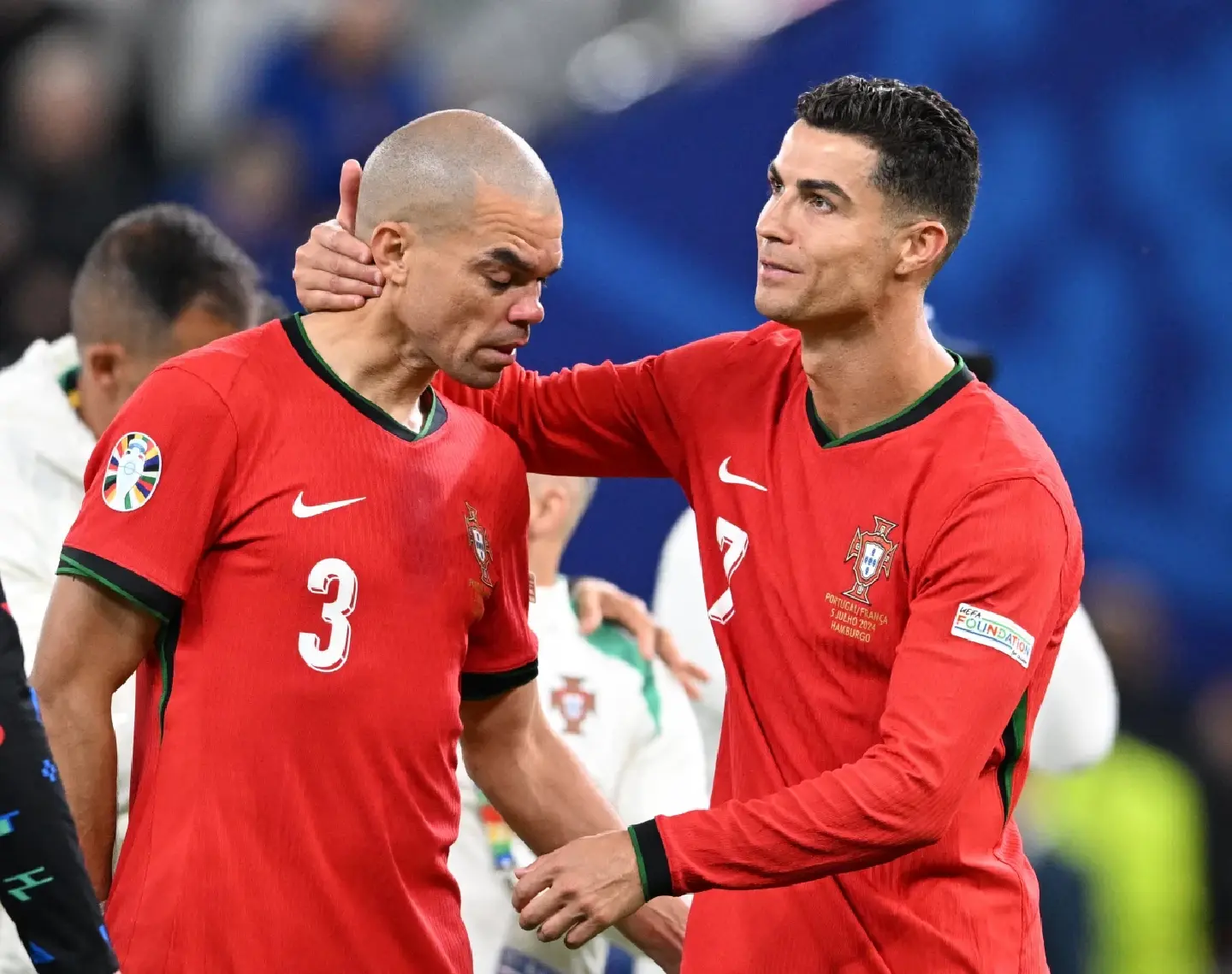 Ronaldo consoles disconsolate Pepe as Portugal exits Euro 2024 cruelly