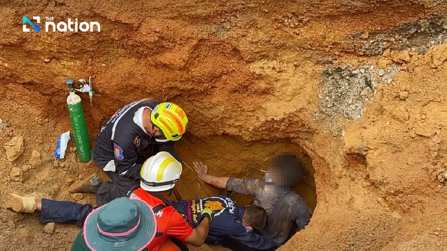 Cambodian worker rescued from landslide at Pattaya construction site