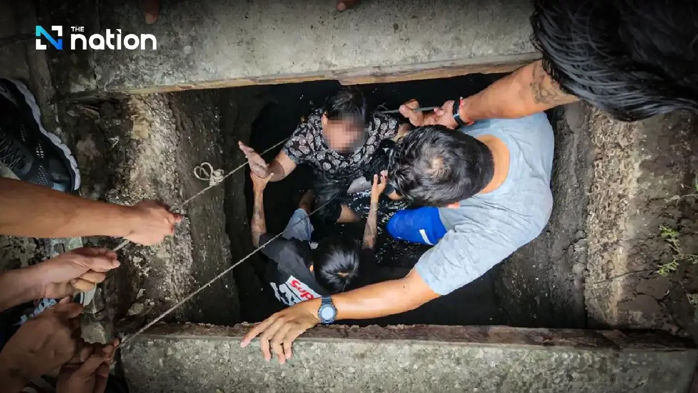 Samut Sakhon native survives terrifying fall down manhole