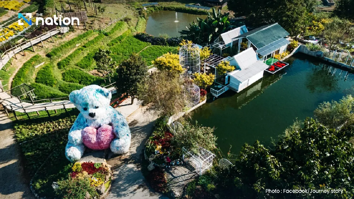 Plastic shopping bags turned into giant bear doll in Chiang Mai