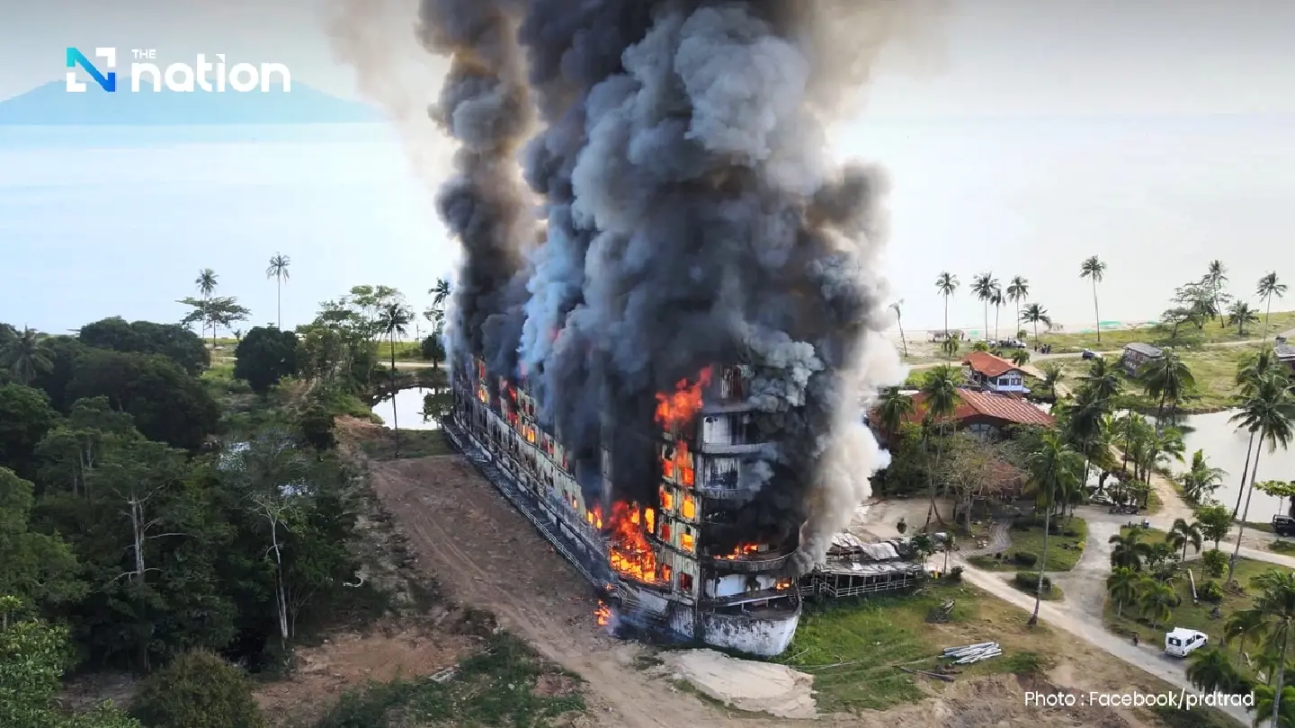 Koh Chang’s famous ‘abandoned ship hotel’ goes up in flames