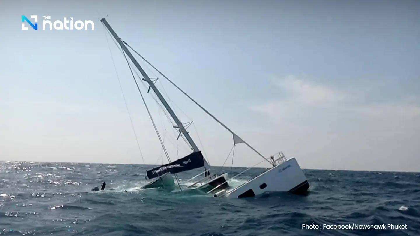 33 tourists safely rescued as catamaran sinks off Phuket coast 33 tourists safely rescued as catamaran sinks off Phuket coast