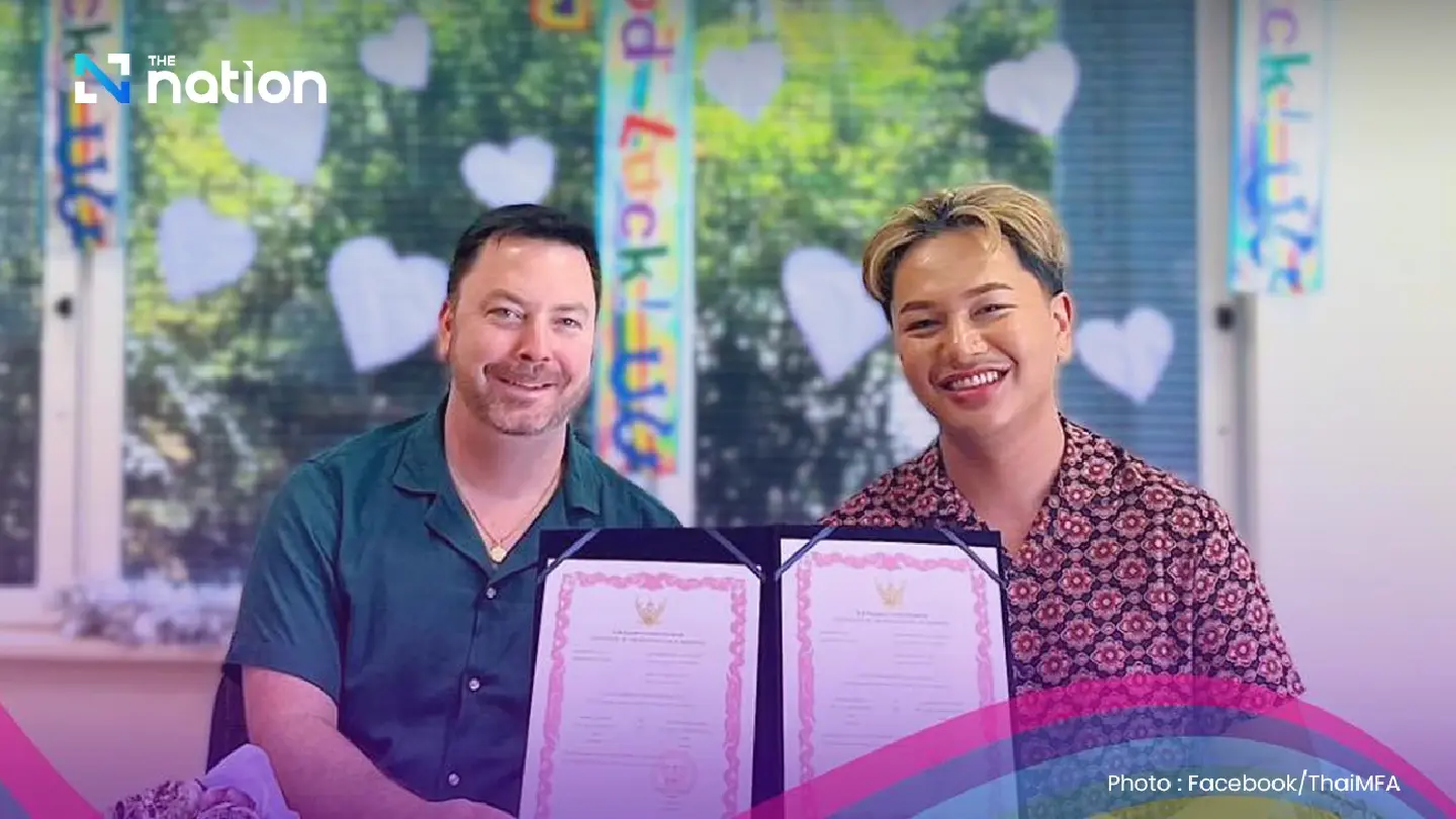 Thailand’s first overseas same-sex marriage registered in Australia Thailand’s first overseas same-sex marriage registered in Australia