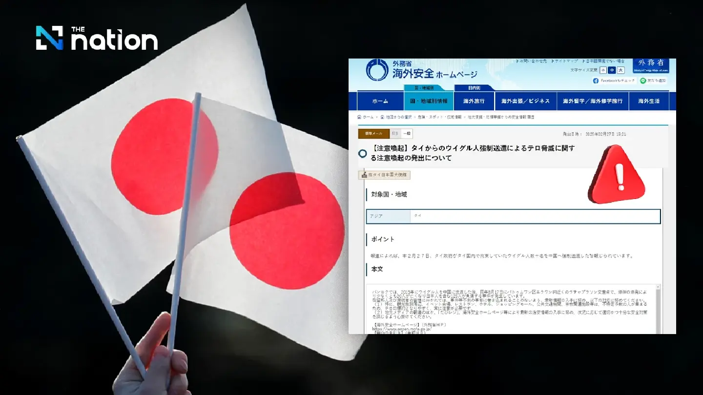 Japan warns citizens in Thailand of threats after Uyghur repatriation
