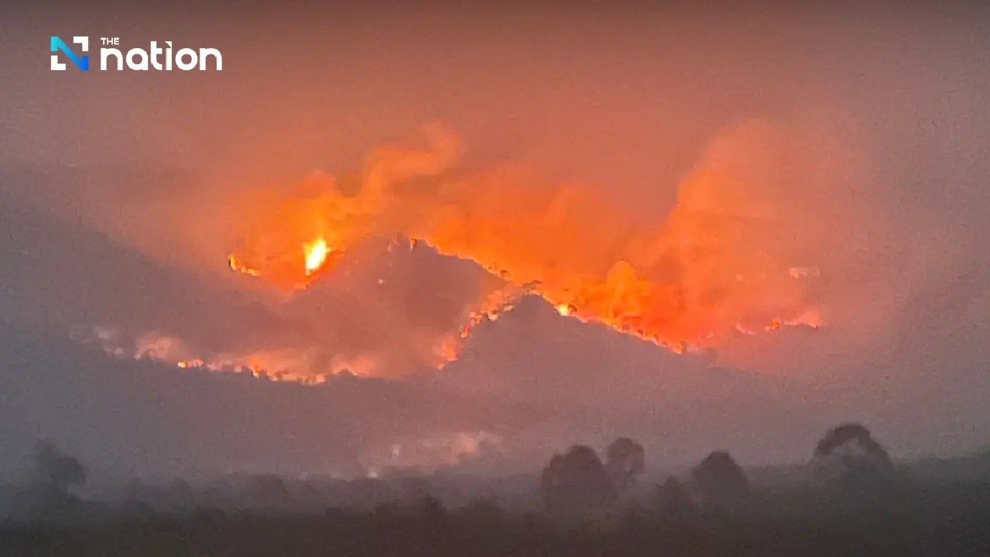 Fires from Cambodia ravage Banthat Mountain forests in Trat Fires from Cambodia ravage Banthat Mountain forests in Trat