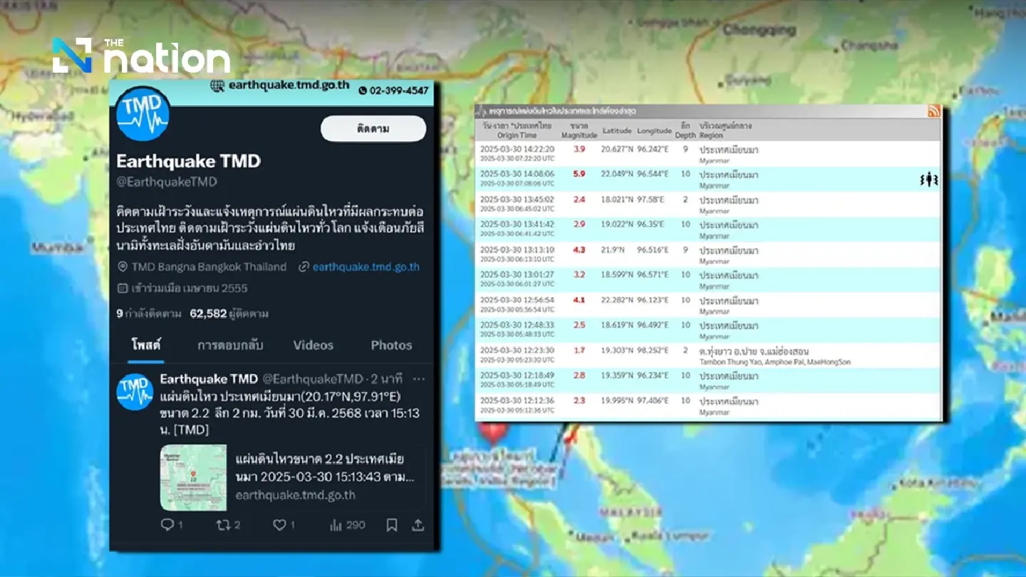 Where to check earthquake situation in Thailand in real-time