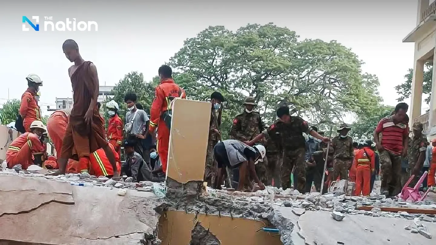 Desperate Search for Monks Under Collapsed Mandalay Temple After Quake