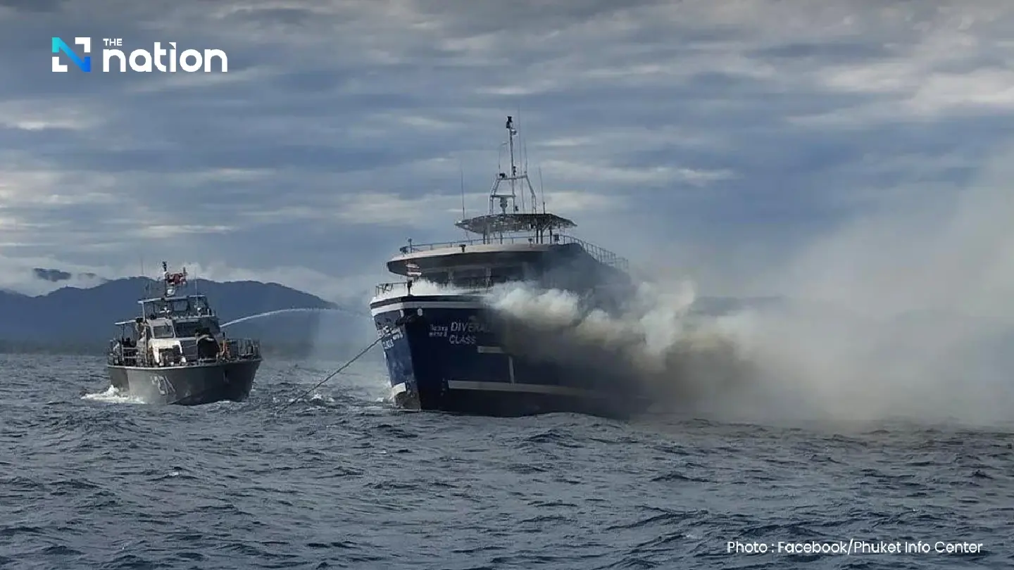 Tour boat catches fire in Phang Nga, 27 people rescued safely