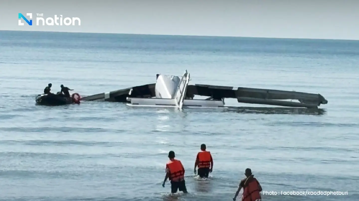 Police aircraft crashes during parachute training in Hua Hin, all 6 officers killed