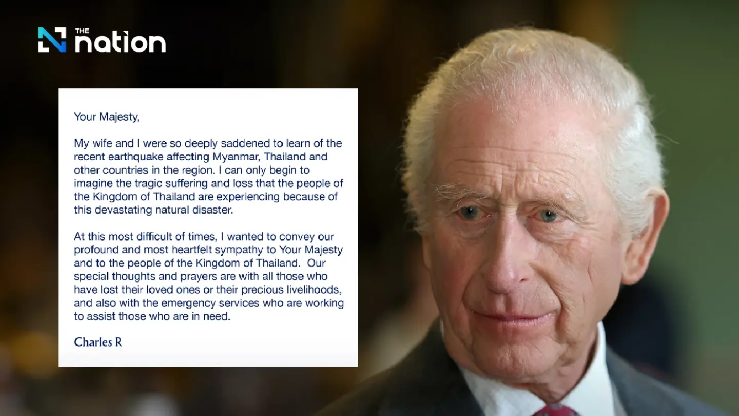 King Charles sends a royal message to the King, expressing condolences over the earthquake King Charles sends a royal message to the King, expressing condolences over the earthquake