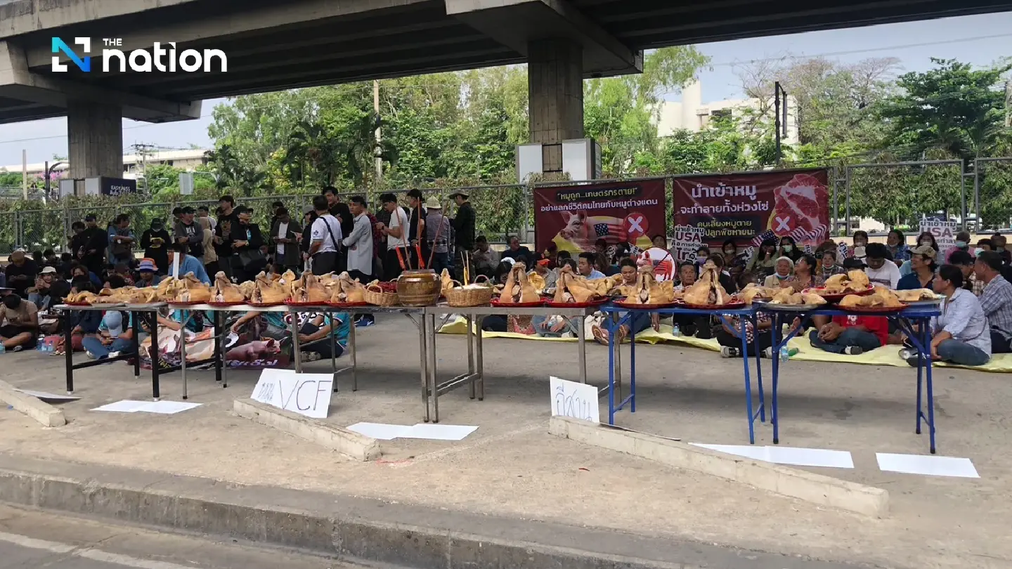 Over 1,000 swine farmers protest US pork imports at Finance Ministry Over 1,000 swine farmers protest US pork imports at Finance Ministry