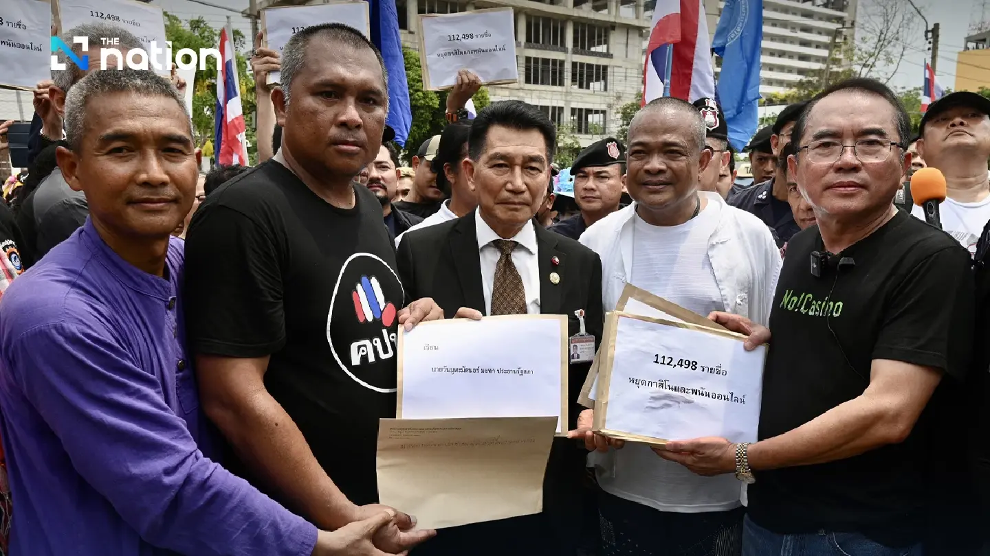 Protesters march to Parliament to oppose casino bill