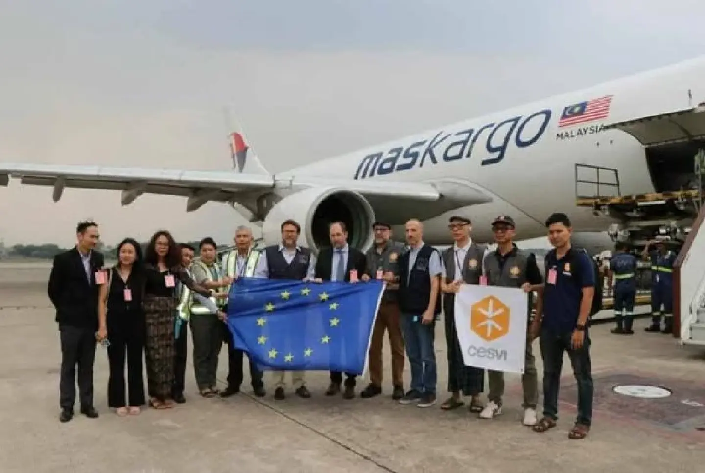 Second EU aid flight arrives in Yangon with 55 tonnes of earthquake relief supplies