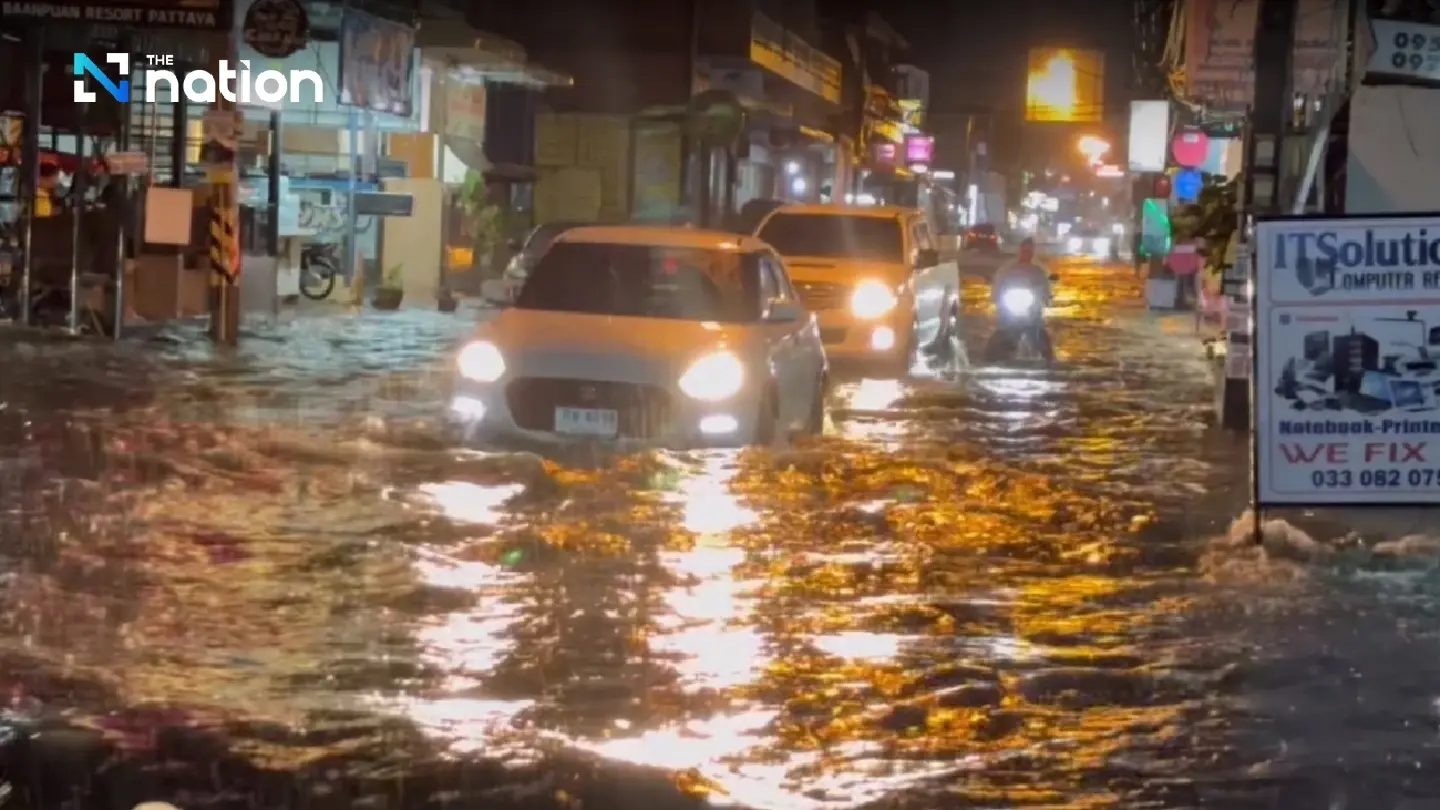 Several vehicles damaged as 3-hour downpour floods Pattaya
