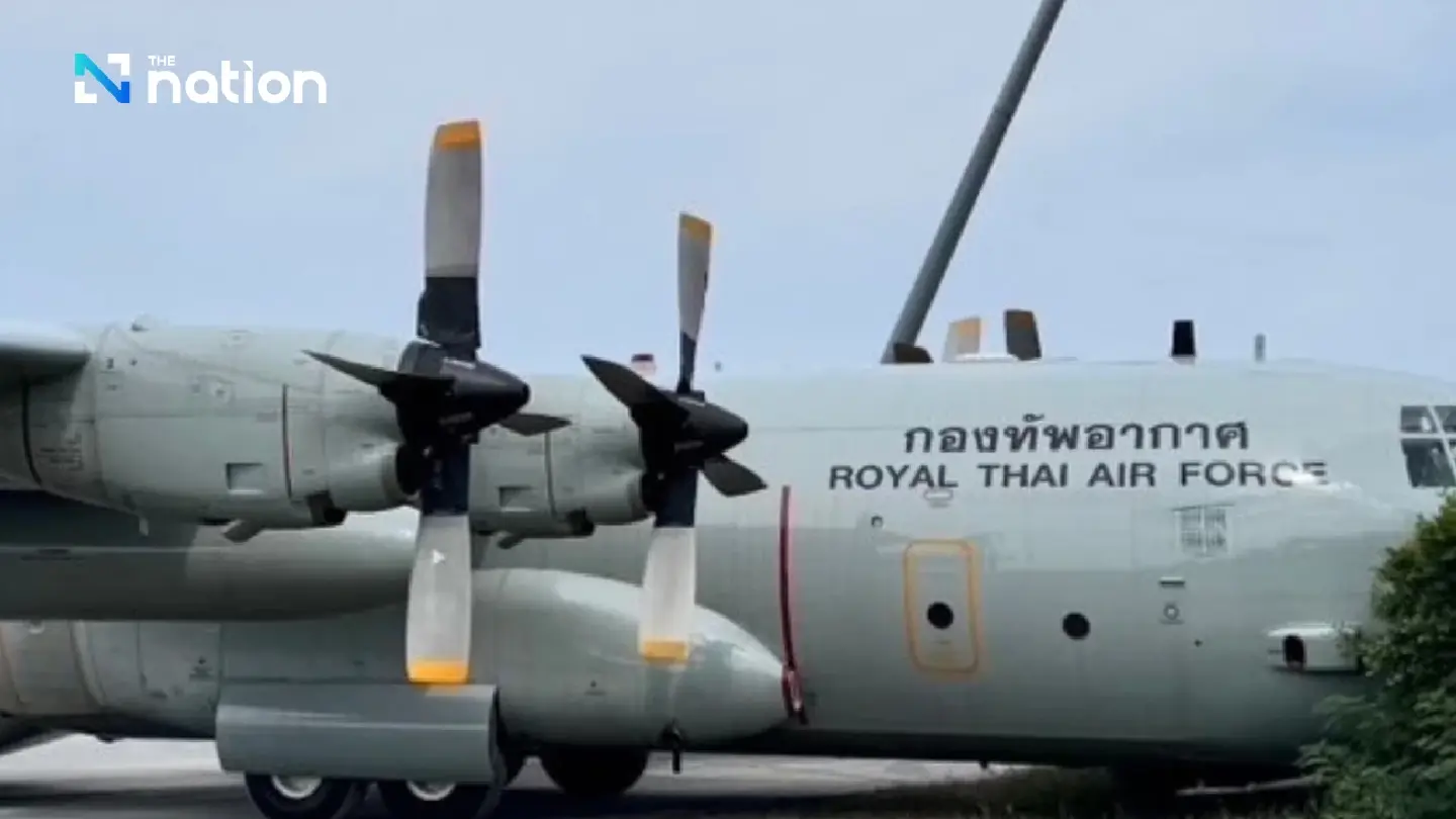 RTAF’s C-130 airplane skids off Samui tarmac, no injuries reported RTAF’s C-130 airplane skids off Samui tarmac, no injuries reported