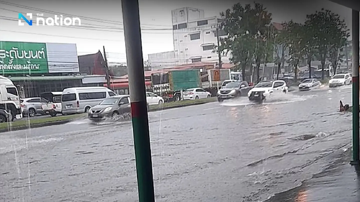 Severe summer storms hit Buriram’s Nang Rong District, major road flooded
