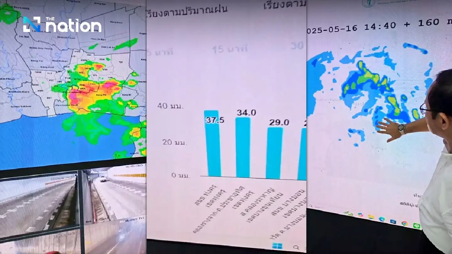 Bangkok governor monitors rainfall situation during rush hour