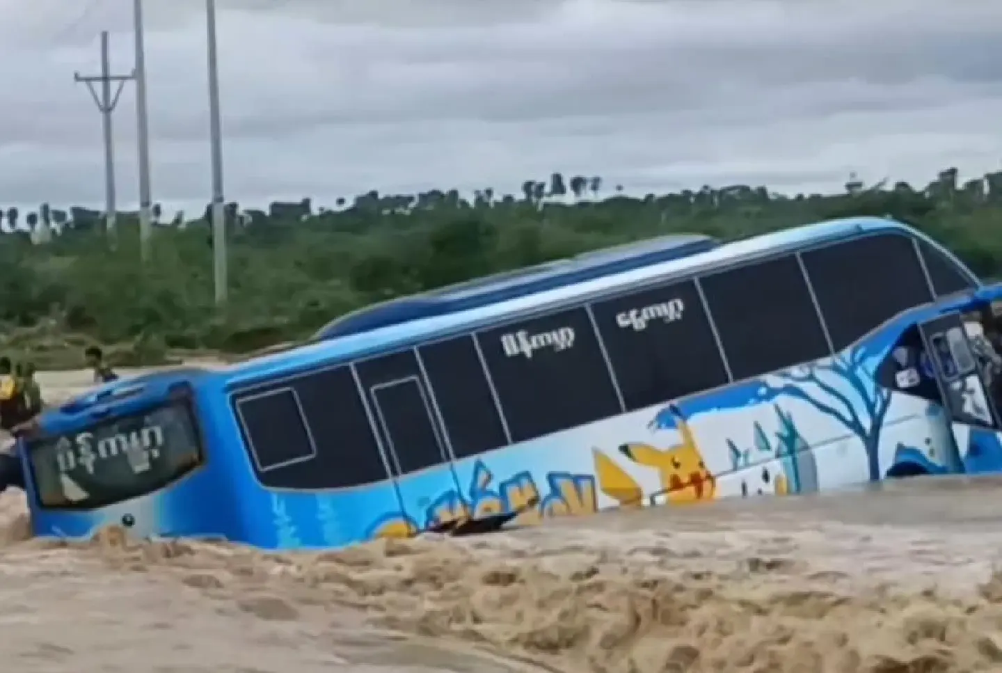 Passengers rescued after bus swept away by flooded creek in Mandalay Region